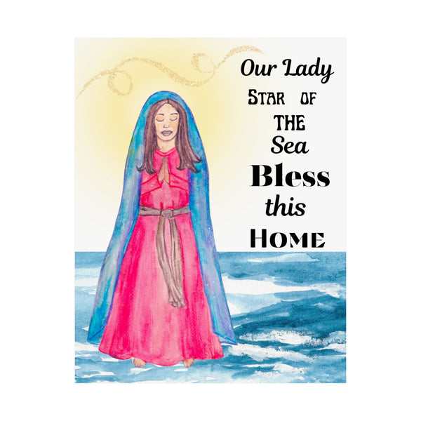 Our Lady Star of the Sea Bless This Home Satin Poster | Spiritual Wall Art, Religious Decor, Christian Gift, Home Blessing, Faith-Inspired Decoration