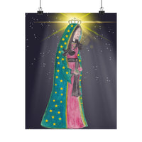Our Lady of Guadalupe (Night Sky) Bless This Home Satin Poster | Spiritual Wall Art, Religious Decor, Christian Gift, Home Blessing, Faith-Inspired Decoration