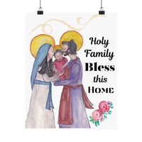 Holy Family Bless This Home Satin Poster | Spiritual Wall Art, Religious Decor, Christian Gift, Home Blessing, Faith-Inspired Decoration