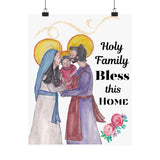 Holy Family Bless This Home Satin Poster | Spiritual Wall Art, Religious Decor, Christian Gift, Home Blessing, Faith-Inspired Decoration