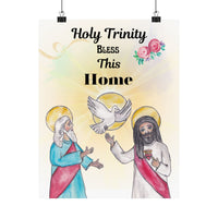 Holy Trinity Bless This Home Satin Poster | Spiritual Wall Art, Religious Decor, Christian Gift, Home Blessing, Faith-Inspired Decoration