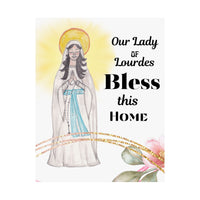 Our Lady of Lourdes Bless This Home Satin Poster | Spiritual Wall Art, Religious Decor, Christian Gift, Home Blessing, Faith-Inspired Decoration