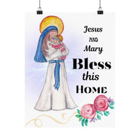 Jesus and Mary Bless This Home Satin Poster | Spiritual Wall Art, Religious Decor, Christian Gift, Home Blessing, Faith-Inspired Decoration