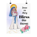 Jesus and Mary Bless This Home Satin Poster | Spiritual Wall Art, Religious Decor, Christian Gift, Home Blessing, Faith-Inspired Decoration