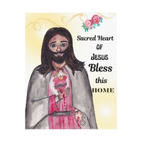 Sacred Heart of Jesus Bless This Home Satin Poster | Spiritual Wall Art, Religious Decor, Christian Gift, Home Blessing, Faith-Inspired Decoration